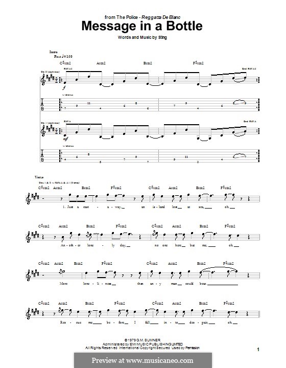 Message In A Bottle The Police By Sting Sheet Music On Musicaneo