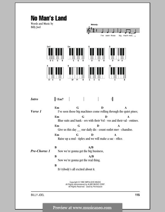 No Man's Land by B. Joel - sheet music on MusicaNeo