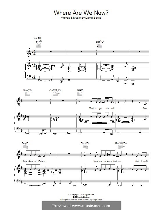 Where Are We Now by D. Bowie - sheet music on MusicaNeo