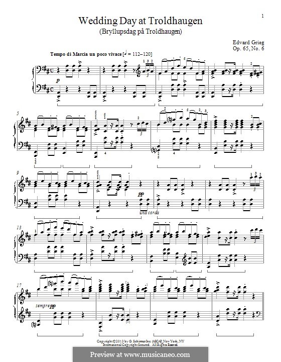 Wedding Day at Troldhaugen (Bryllupsdag pa Troldhaugen), Op.65 No.6 by