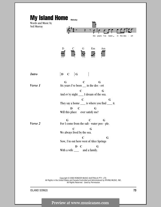 My Island Home (Christine Anu) by N. Murray - sheet music on MusicaNeo