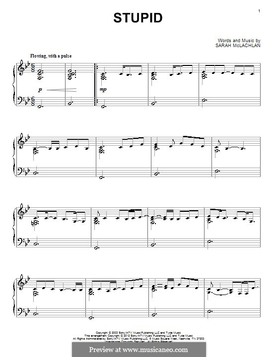 Stupid by S. McLachlan - sheet music on MusicaNeo