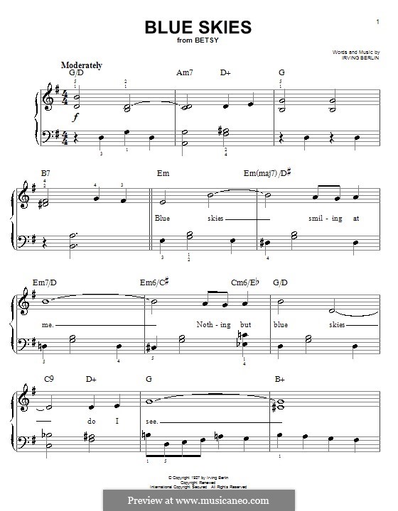 Blue Skies By I. Berlin - Sheet Music On Musicaneo