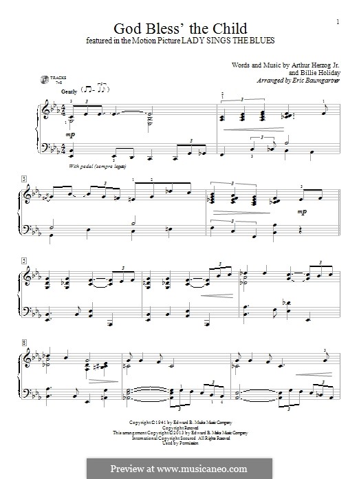 God Bless' the Child by E. Baumgartner - sheet music on MusicaNeo