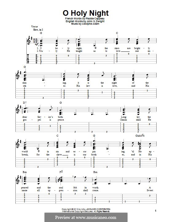 O Holy Night (Printable Scores) by A. Adam sheet music on MusicaNeo