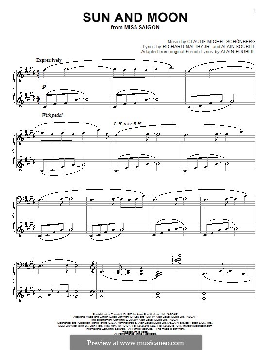 Sun and Moon (Miss Saigon) by C. Schönberg - sheet music on MusicaNeo