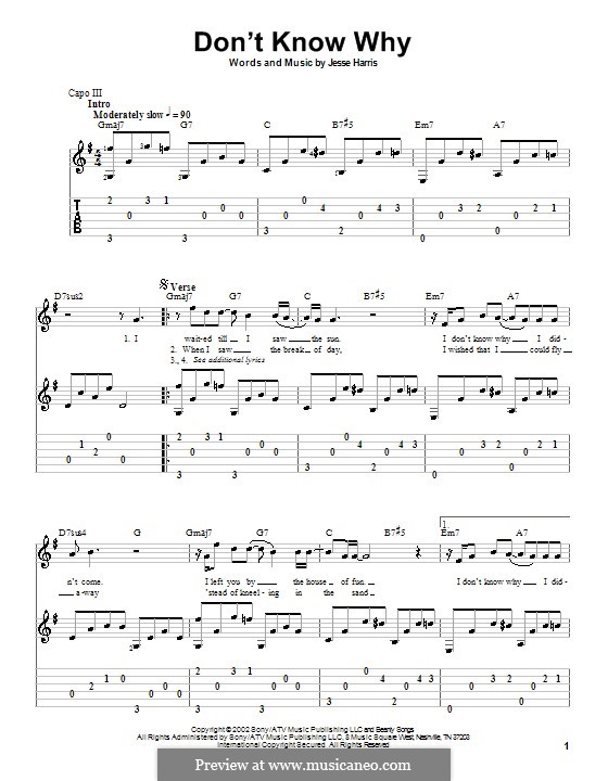 Don't Know Why (Norah Jones) by J. Harris - sheet music on MusicaNeo