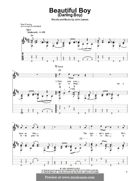 Beautiful Boy (Darling Boy) By J. Lennon - Sheet Music On MusicaNeo