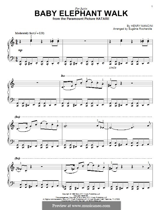 Baby Elephant Walk by H. Mancini - sheet music on MusicaNeo