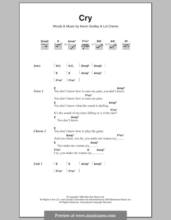 Cry by K. Godley, L. Creme - sheet music on MusicaNeo