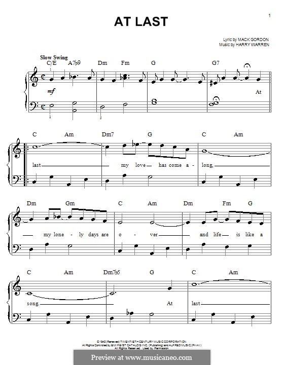 At Last (Etta James) by H. Warren - sheet music on MusicaNeo