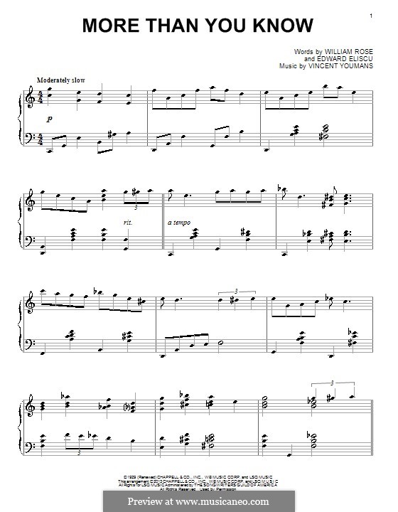 More Than You Know by V. Youmans - sheet music on MusicaNeo