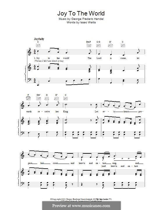 Joy to the World (Printable Scores) by G.F. Händel on MusicaNeo