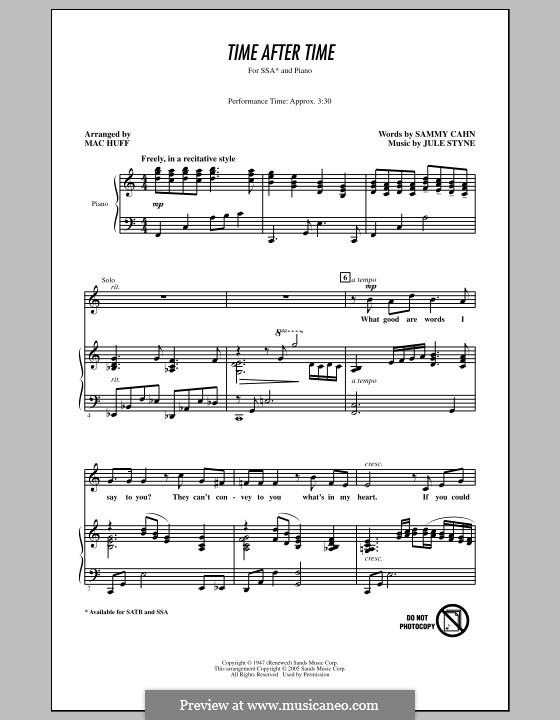 Time After Time Frank Sinatra By J Styne Sheet Music On Musicaneo 