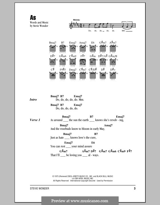 As by S. Wonder - sheet music on MusicaNeo