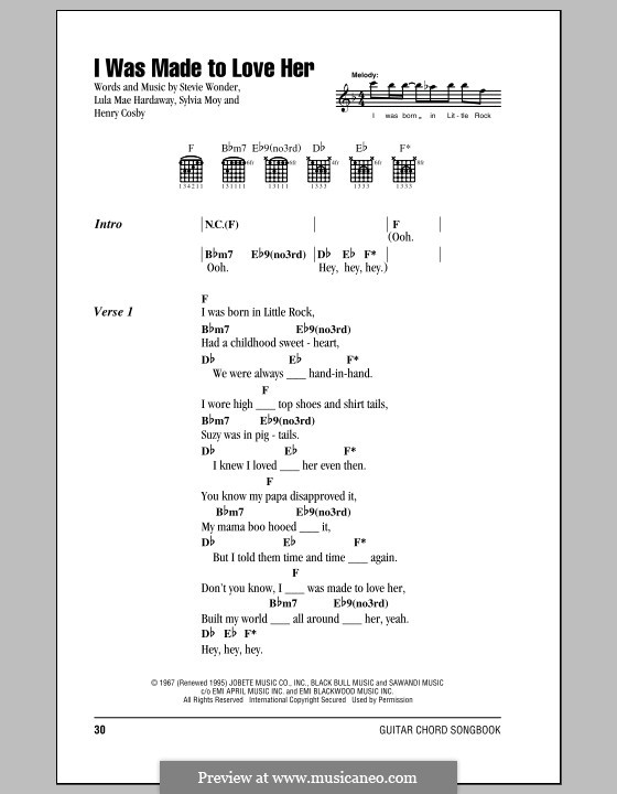 I Was Made to Love Her (Stevie Wonder) by H. Cosby, L.M. Hardaway, S ...