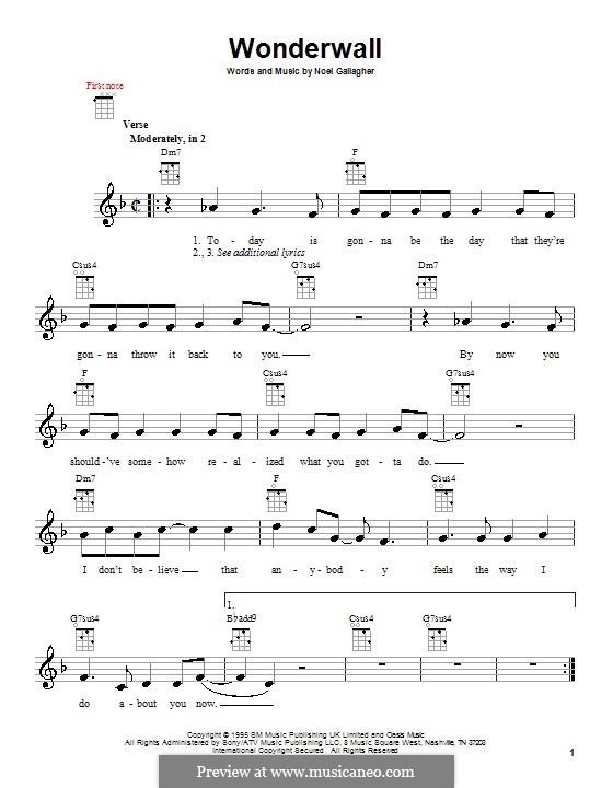 Wonderwall Oasis By N Gallagher Sheet Music On Musicaneo 