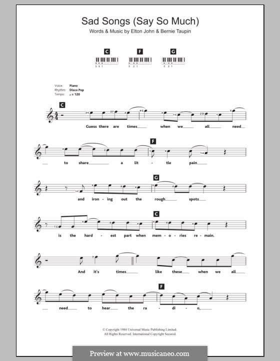 Sad Songs (Say So Much) by E. John - sheet music on MusicaNeo