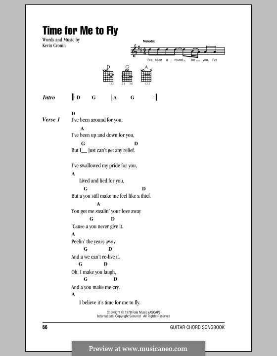 Time for Me to Fly (REO Speedwagon) by K. Cronin - sheet music on MusicaNeo