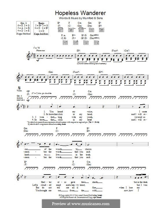 Hopeless Wanderer (Mumford & Sons) By M. Mumford - Sheet Music On MusicaNeo