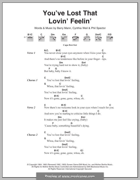 You've Lost That Lovin' Feelin' by B. Mann, C. Weil on MusicaNeo