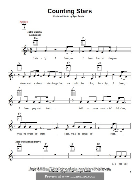 Counting stars simply. Counting Stars Ноты. Counting Stars на укулеле. All Star на укулеле. Counting Stars Ukulele Tabs.