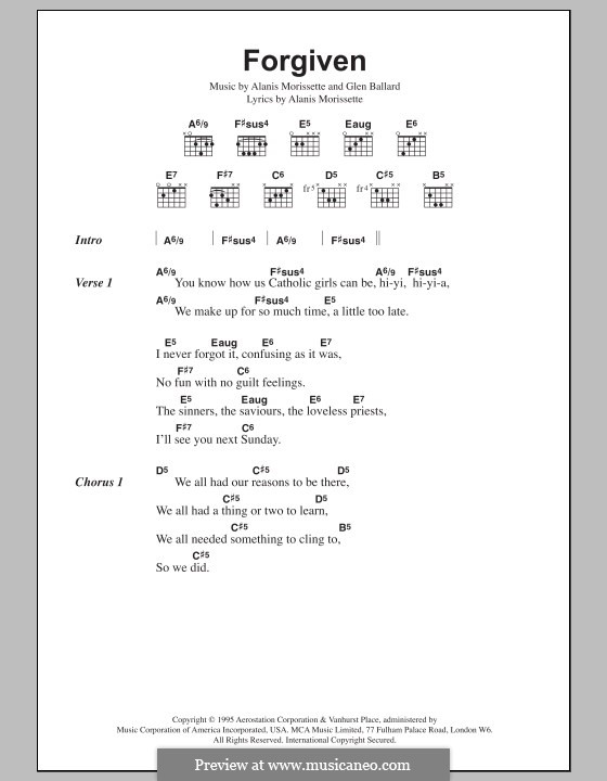 Forgiven (Alanis Morissette) by G. Ballard - sheet music on MusicaNeo