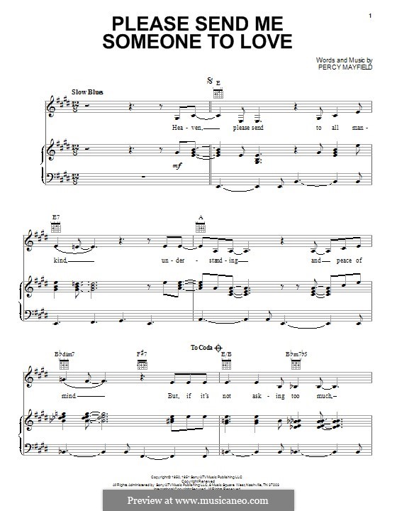 Please Send Me Someone to Love by P. Mayfield - sheet music on MusicaNeo