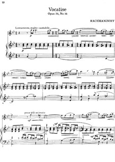 Vocalise, Op.34 No.14 By S. Rachmaninoff - Sheet Music On MusicaNeo