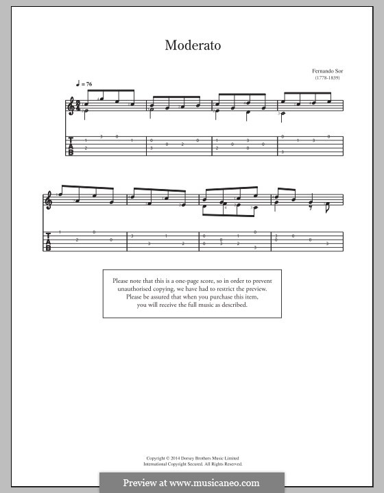 Moderato by F. Sor - sheet music on MusicaNeo