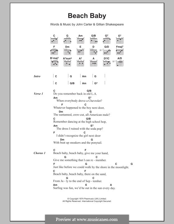 Beach Baby (The First Class) by J. Carter, G. Shakespeare on MusicaNeo