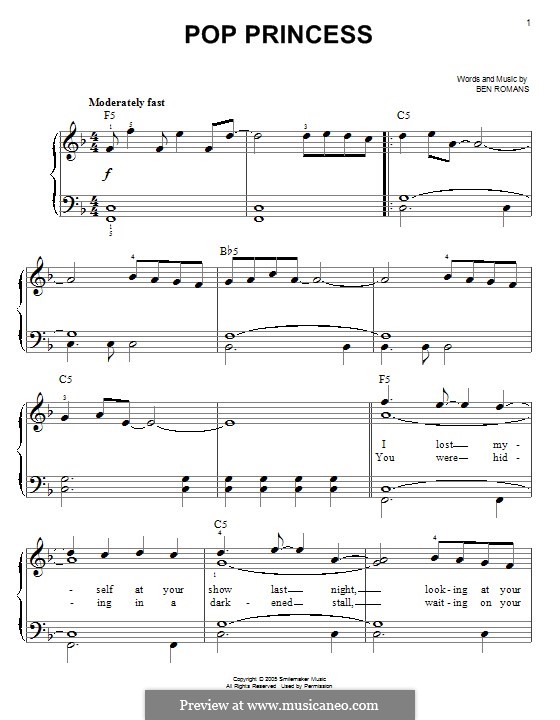 Pop Princess (The Click Five) by B. Romans - sheet music on MusicaNeo