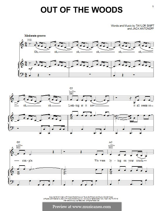 Out of the Woods by T. Swift, J. Antonoff - sheet music on MusicaNeo