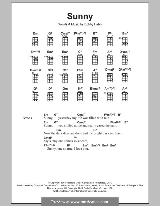 Sunny by B. Hebb - sheet music on MusicaNeo