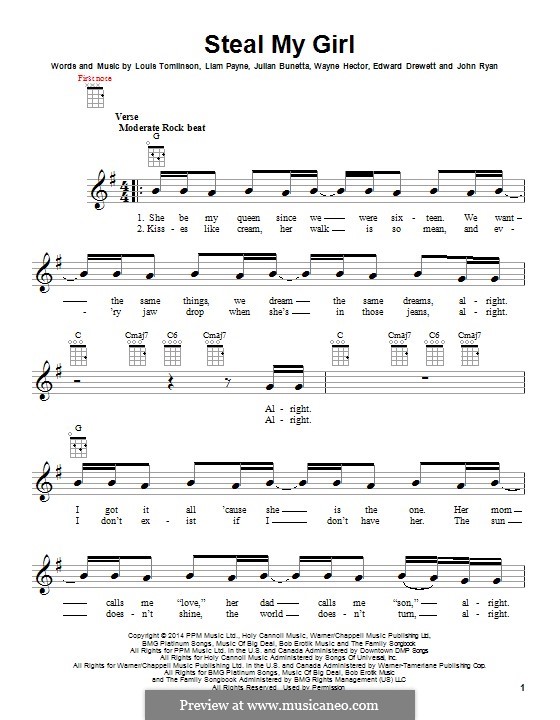 Steal My Girl sheet music for voice, piano or guitar v2