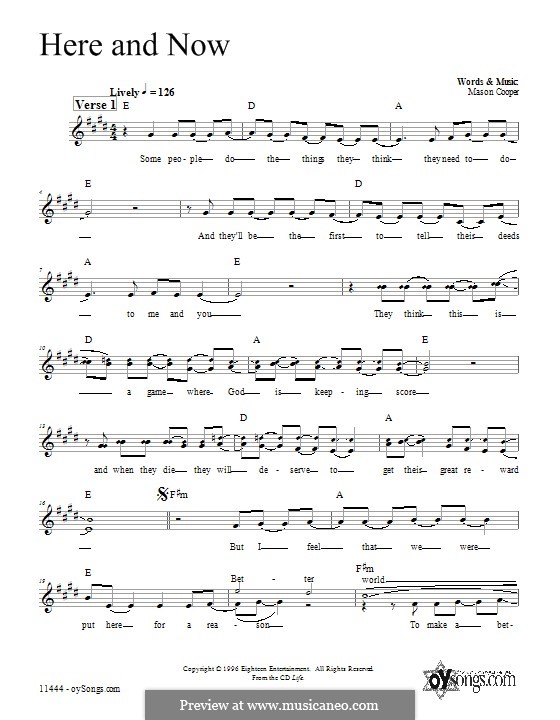 Here and Now by M. Cooper - sheet music on MusicaNeo