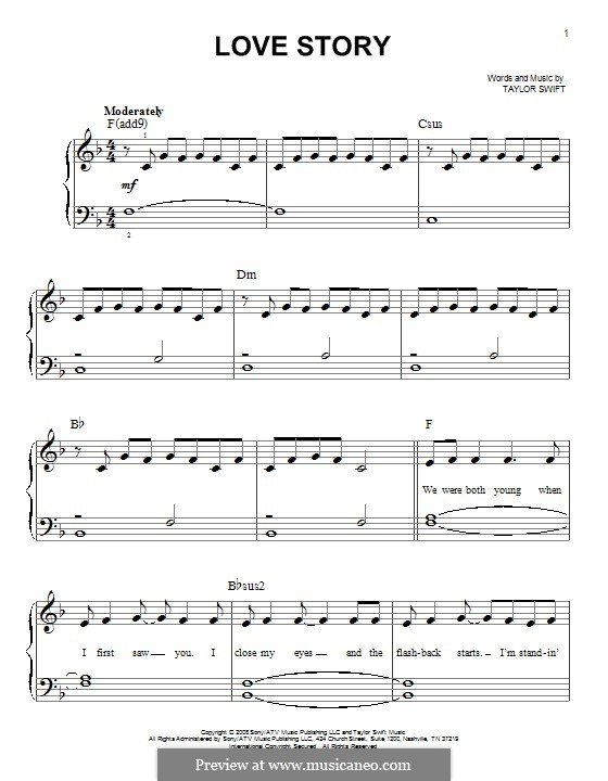 Love Story by T. Swift - sheet music on MusicaNeo