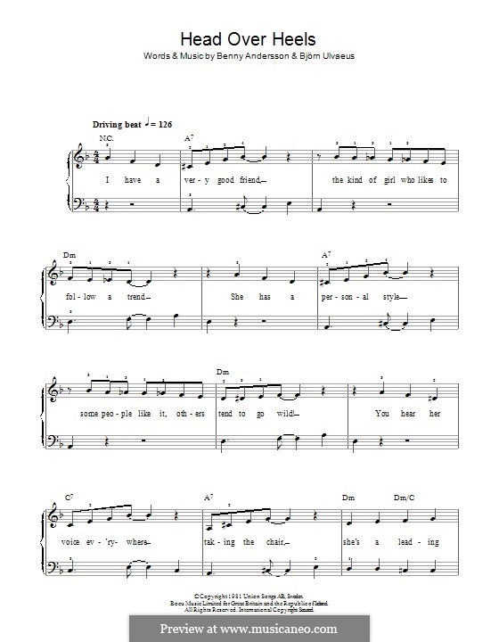 Head Over Heels (Easy Piano) By The Go-Go's - F.M. Sheet Music - Pop  Arrangements by Jennifer Eklund