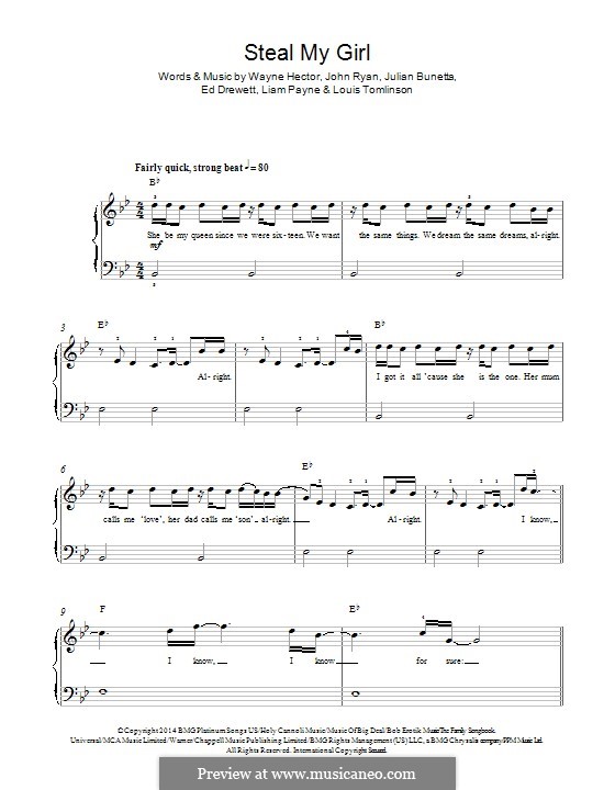 Steal My Girl Sheet Music, One Direction