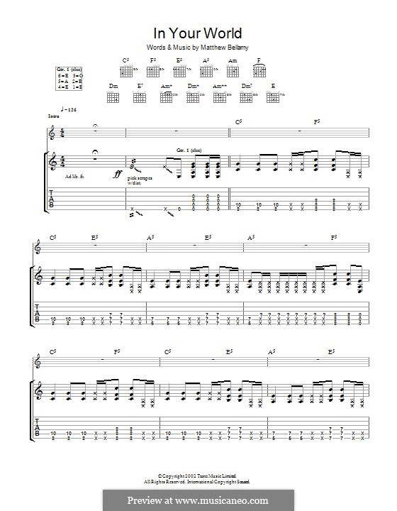 In Your World (Muse) by M. Bellamy - sheet music on MusicaNeo