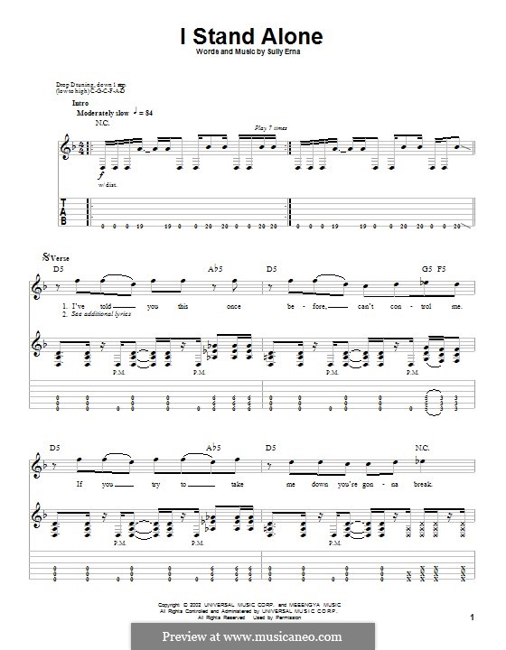 I Stand Alone (Godsmack) by S. Erna - sheet music on MusicaNeo