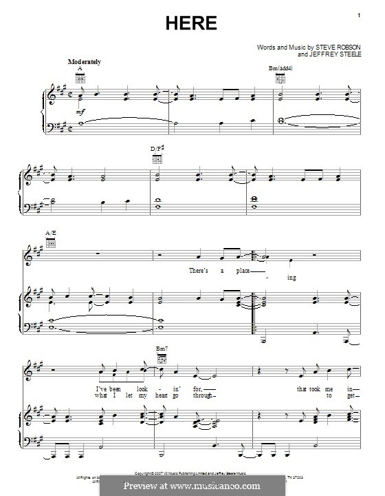 Here (Rascal Flatts) by J. Steele, S. Robson - sheet music on MusicaNeo