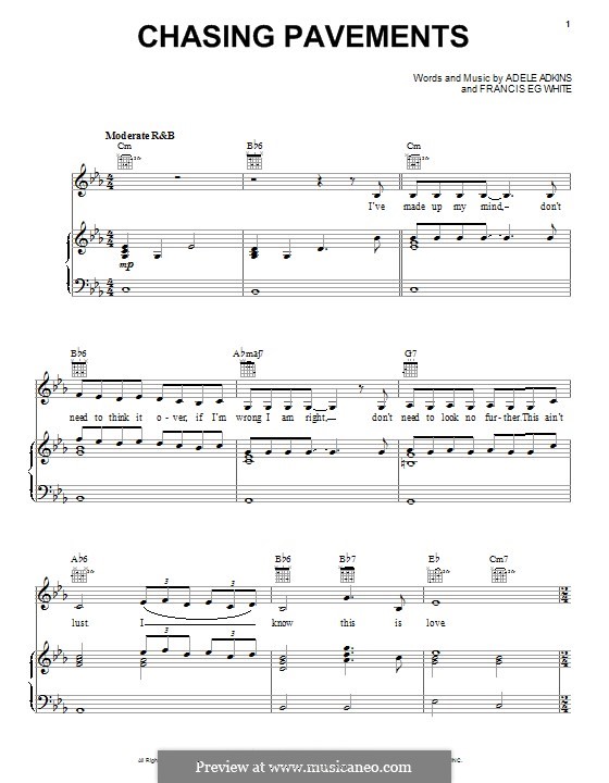 Chasing Pavements by Adele, Eg White - sheet music on MusicaNeo