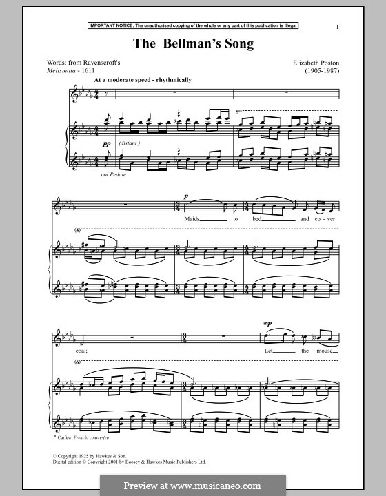 The Bellman's Song By E. Poston - Sheet Music On Musicaneo