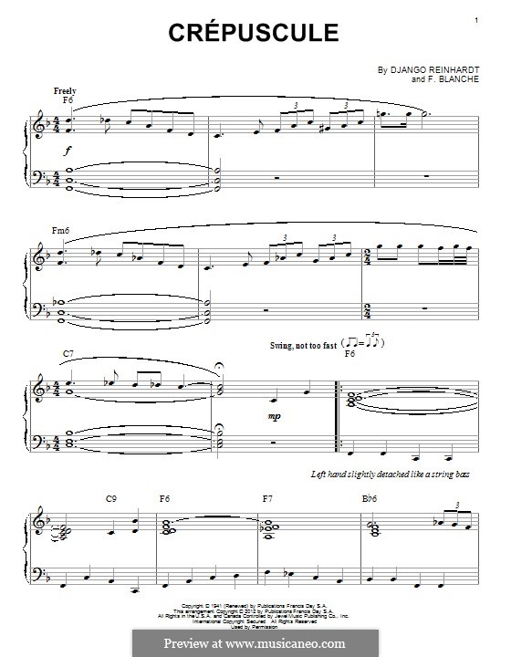 Crepuscule by D. Reinhardt - sheet music on MusicaNeo