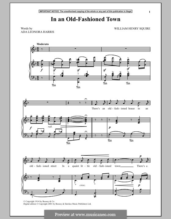 In an Old-Fashioned Town by W.H. Squire - sheet music on MusicaNeo