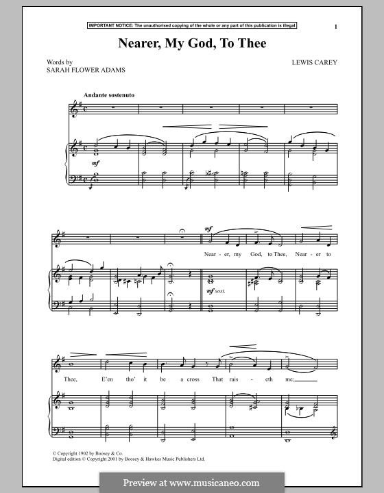 Nearer, My God, To Thee by L. Carey - sheet music on MusicaNeo