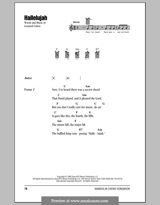 Instrumental version (Hallelujah) by L. Cohen - sheet music on MusicaNeo