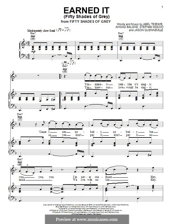 The Weeknd Earned It (Fifty Shades of Grey) Sheet Music for Beginners in  A Minor - Download & Print - SKU: MN0150475