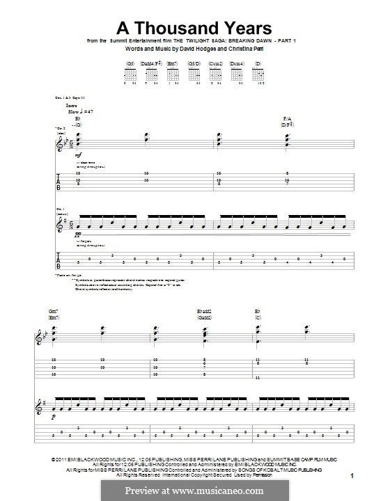 a thousand years easy guitar chords